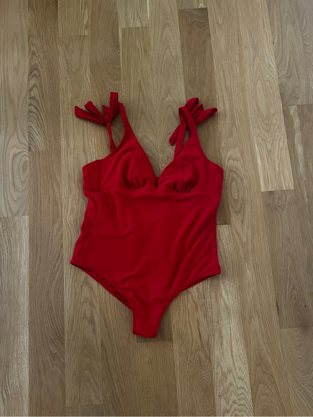 Shade & Shore Red Tie-Shoulder One-Piece Swimsuit